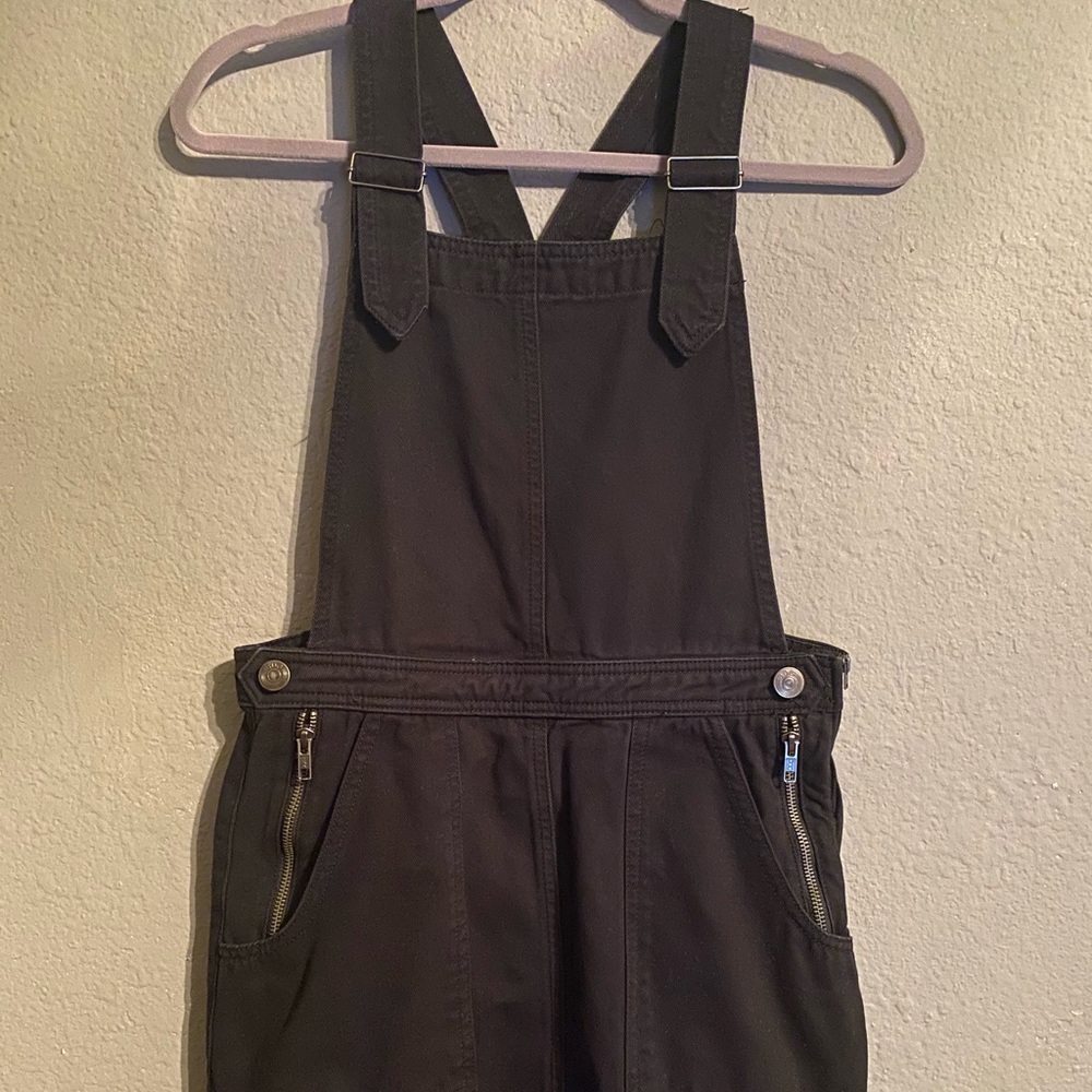 Black Denim Overall Dress